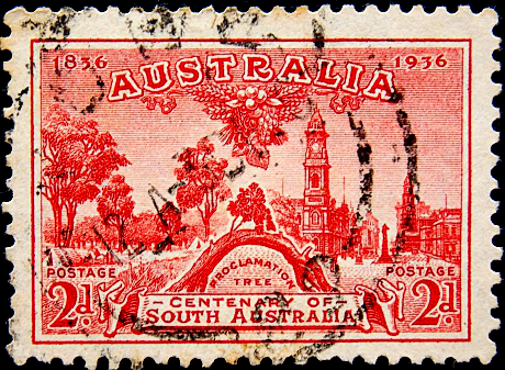 Австралия 1936 год . Дерево провозглашения и место Аделаиды, 1836 год . Каталог 0,50 €  (1)